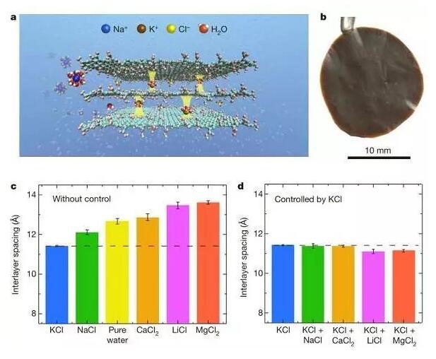 氧化石墨烯膜通過陽離子控制層間距實現離子篩分